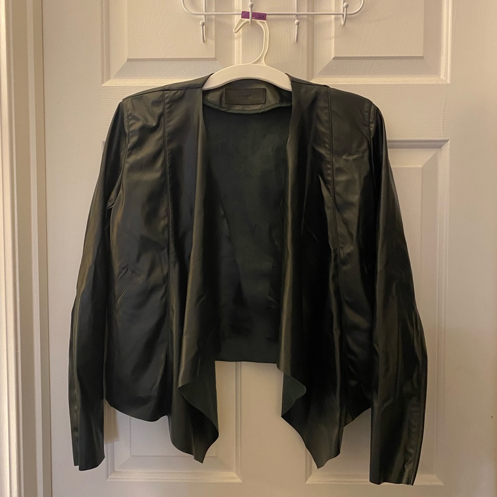 Black Faux Leather Jacket - Size Small